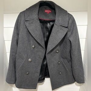 Merona Gray Pea Coat Classic Tailored Wool
